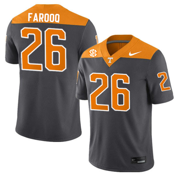 Men #26 Edrees Farooq Tennessee Volunteers College Football Jerseys Stitched-Anthracite